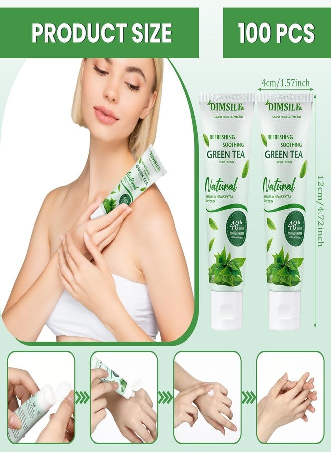 Dimsile 100 Pack Green Tea Travel Size Body Lotion 1 oz Dry Skin Moisturizer with Flip Cap for Extra Dry Skin, for Inns and Hotels, Offices, Airlines, Gyms and More - Image 2